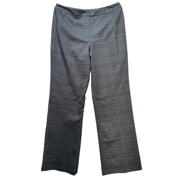 Larry Levine For Dressbarn Womens Glen Plaid Trousers Size 8 Gray Black - Picture 1 of 13